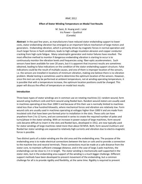 Effect of Stator Winding Temperature on Modal Test Results IRMC ...