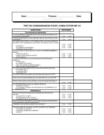 test de connaissances pour l'habilitation br 1/5 - didier villers on line