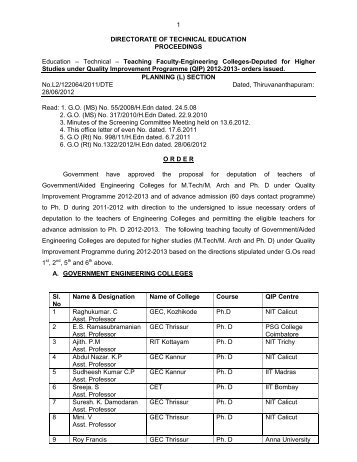 List of selscted teachers - Directorate of Technical Education