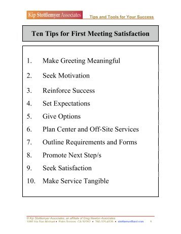 Ten Tips for First Meeting Success - Greg Newton Associates