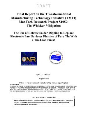 Final Report on the Transformational Manufacturing Technology ...