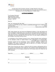 Letter of indemnity - Bajaj Electricals
