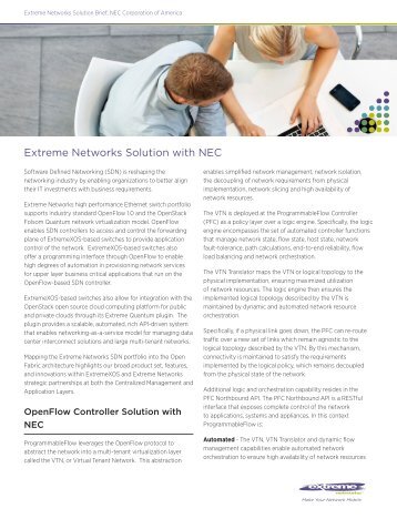 Extreme Networks Solution with NEC