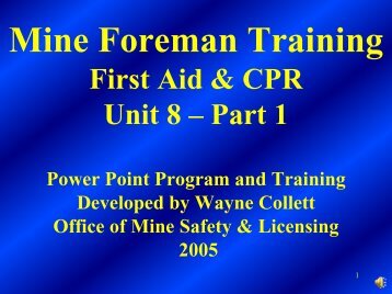 Mine Foreman Training - Office of Mine Safety and Licensing
