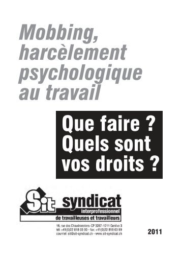 mobbing - Syndicat interprofessionnel de travailleuses et travailleurs