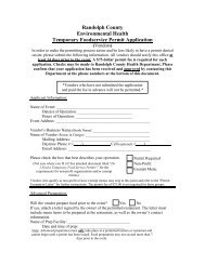 Temporary Food Service Application - Randolph County Government