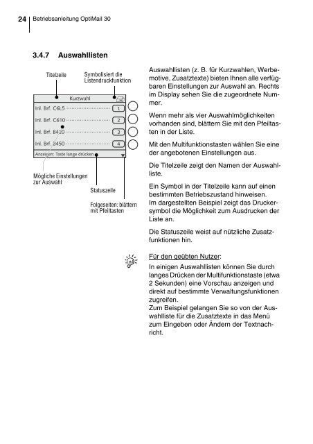 OptiMail 30 DEU / Betriebsanleitung - Francotyp Postalia