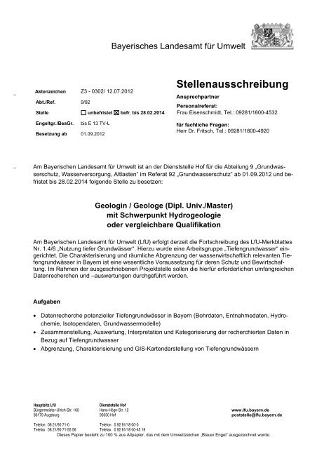 Ausschreibung - STRV Erdwissenschaften