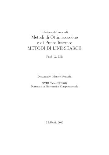 METODI DI LINE-SEARCH - Metodi e Modelli matematici per le ...