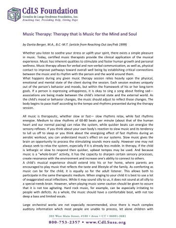 Music Therapy: Therapy that is Music for the Mind and Soul - CdLS