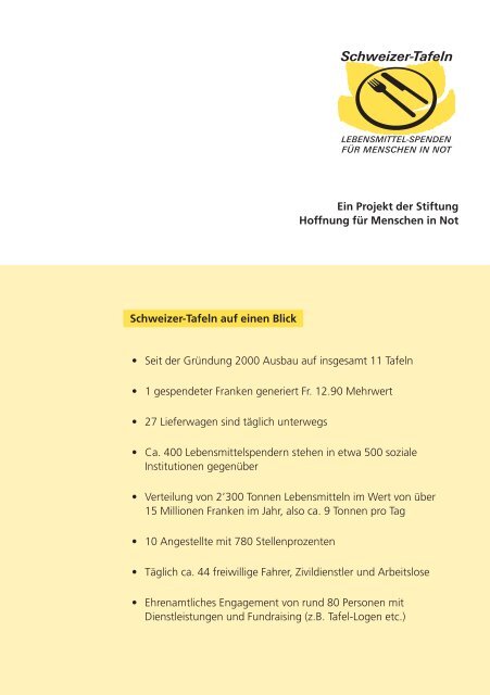 Ein Projekt Der Stiftung Hoffnung Fa R Menschen In Schweizer Tafel