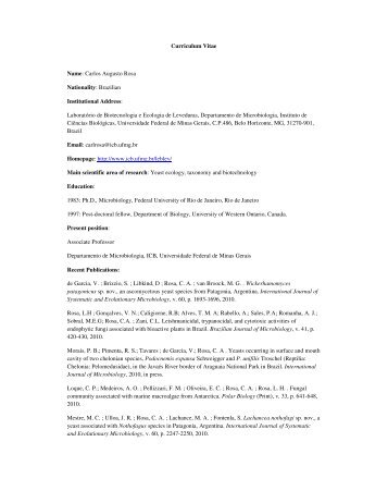 Curriculum Vitae Name: Carlos Augusto Rosa Nationality: Brazilian ...