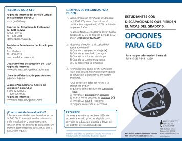 OPCIONES PARA GED - Massachusetts Advocates for Children