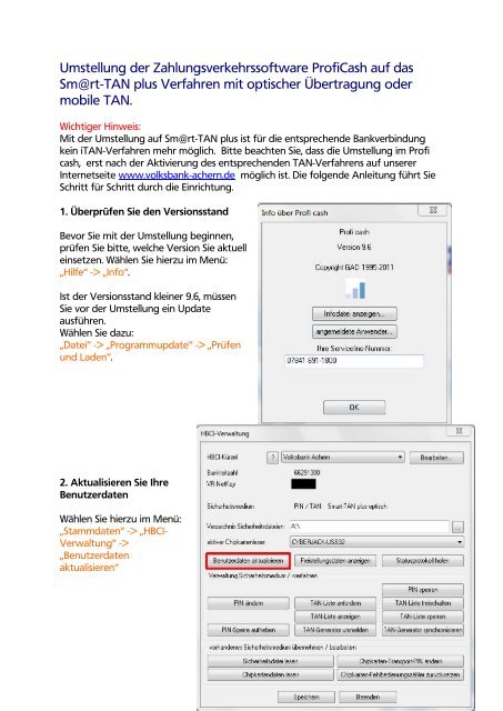 Umstellungsanleitung TAN-Verfahren im Profi cash - Volksbank ...