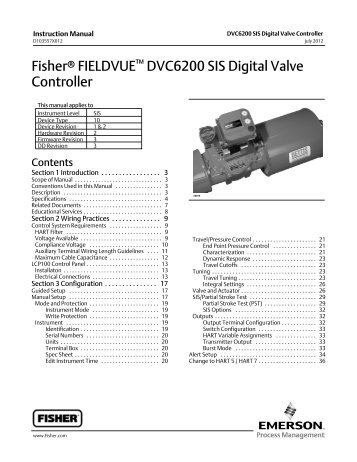 FisherÂ® FIELDVUE DVC6200 SIS Digital Valve Controller
