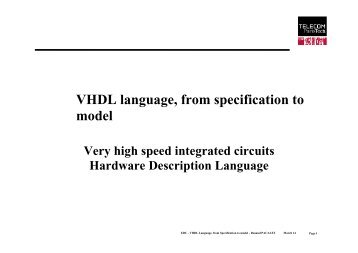 VHDL language, from specification to model