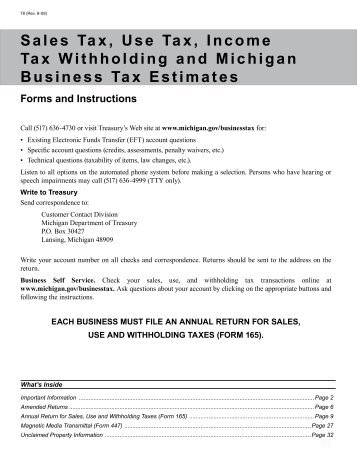 78, Sales Tax, Use Tax, Income Tax Withholding ... - State of Michigan
