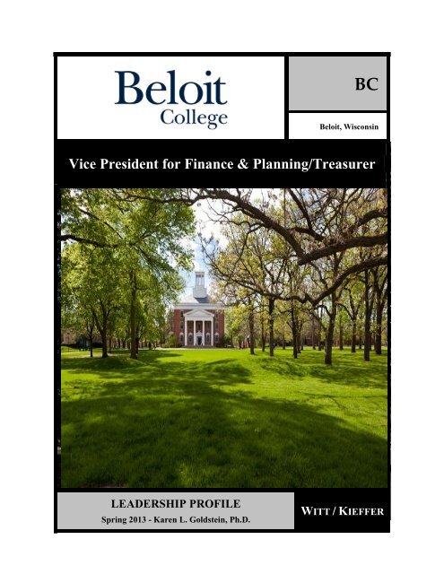 Vice President for Finance & Planning/Treasurer - Beloit College