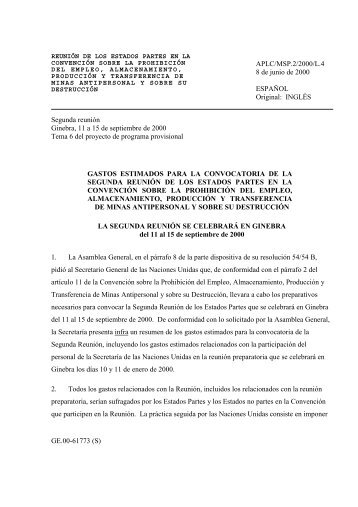 GASTOS ESTIMADOS - AP Mine Ban Convention