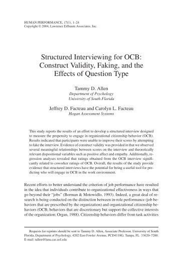 Structured Interviewing for OCB - Hogan Assessments