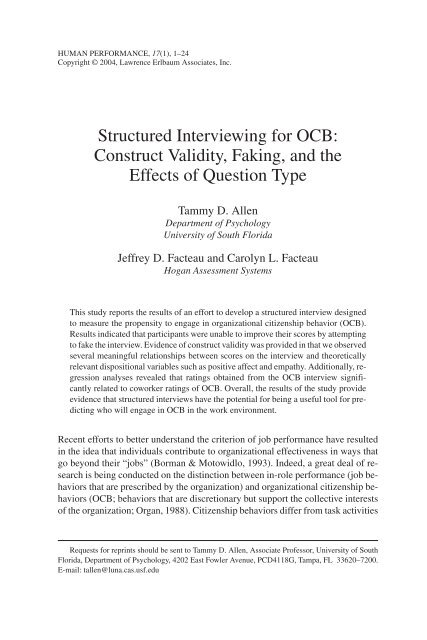Structured Interviewing for OCB - Hogan Assessments