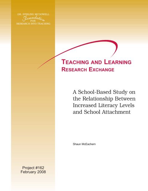 Report - Dr. Stirling McDowell Foundation for Research Into Teaching