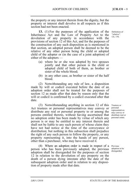 Adoption of Children Act - The Bahamas Laws On-Line