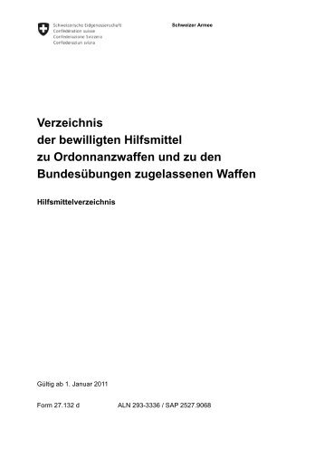 Verzeichnis der bewilligten Hilfsmittel zu Ordonnanzwaffen und zu ...