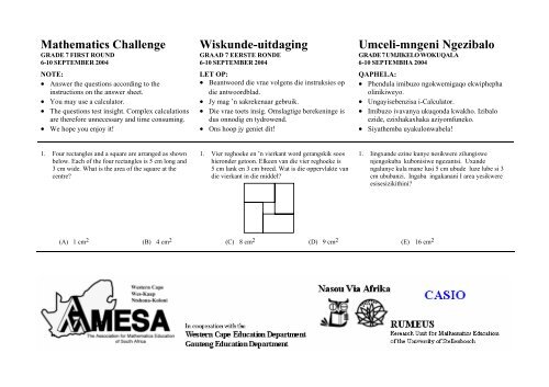 Mathematics Challenge Wiskunde-uitdaging Umceli ... - AMESA