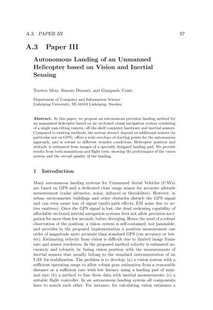 Navigation Functionalities for an Autonomous UAV Helicopter