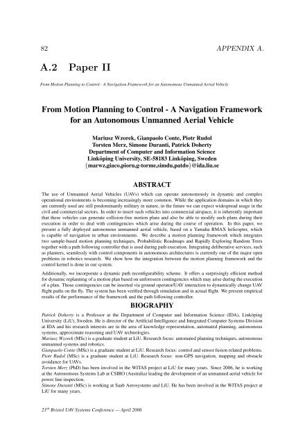 Navigation Functionalities for an Autonomous UAV Helicopter