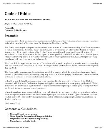 Code of Ethics — Association for Computing Machinery