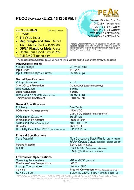 pecoページ PECO3-x-xxxxE/Z2:1(H35)(M)LF - PEAK electronics GmbH