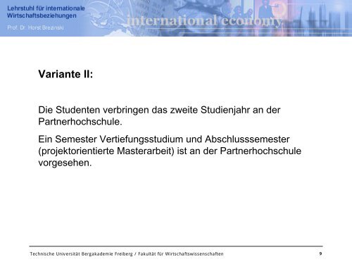 Prof. Dr. Horst Brezinski, Lehrstuhl fÃ¼r Internationale ...