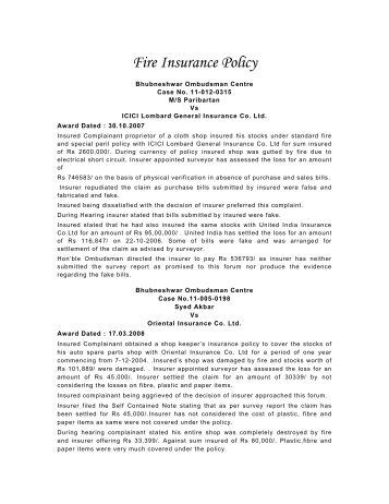 Fire Insurance Policy - Gbic.co.in