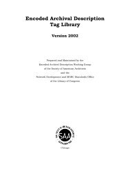 Encoded Archival Description Tag Library - Society of American ...