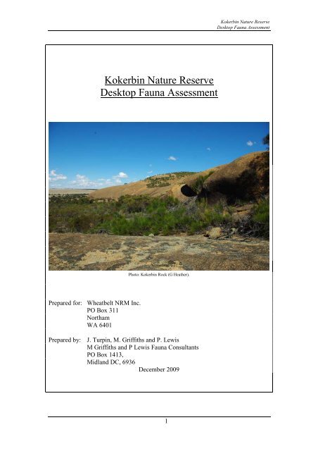 Kokerbin Nature Reserve Desktop Fauna ... - Wheatbelt NRM