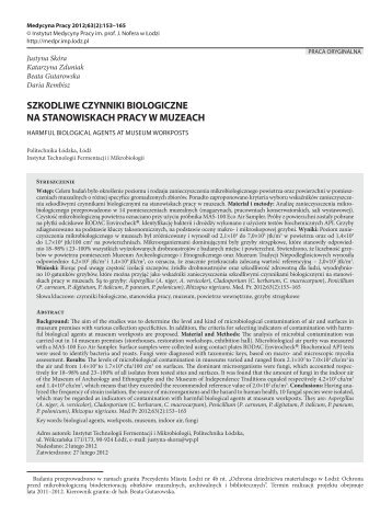 Full text (PDF) - Instytut Medycyny Pracy im. prof. J. Nofera