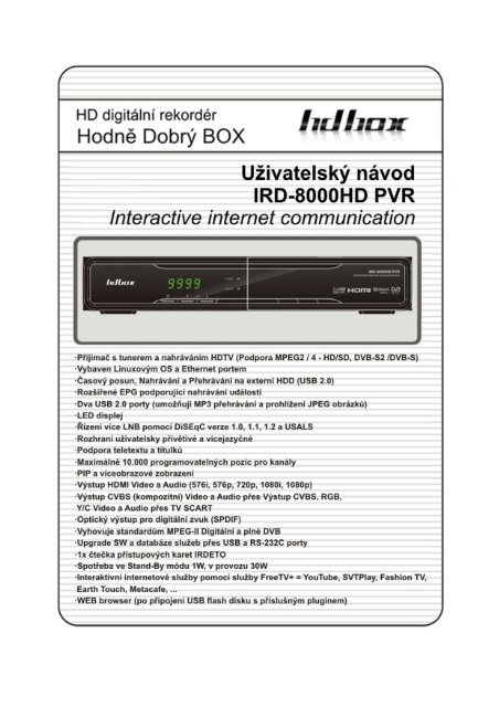 HD-BOX IRD-8000HD - TVdigitalne.cz