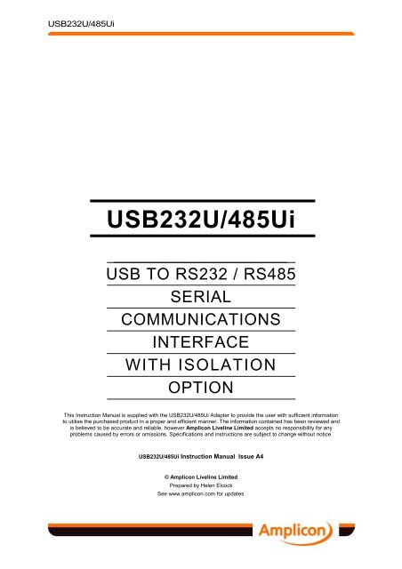 Usb232u 485ui Amplicon Usb232u 485ui Amplicon