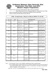 Examination Time-Table - VMOU, Kota