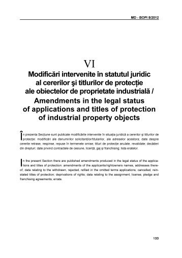Modificari intervenite in statutul juridic al cererilor si titlurilor ... - agepi