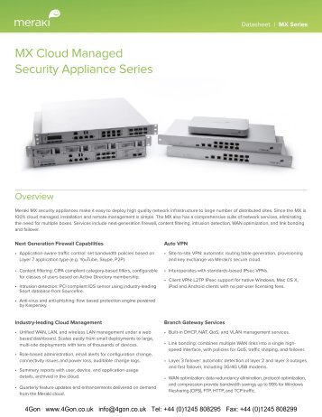 Meraki MX60W Security Appliance Datasheet (PDF) - 4Gon