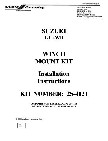 SUZUKI WINCH MOUNT KIT Installation ... - 4 Wheel Online