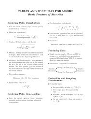 TABLES AND FORMULAS FOR MOORE Basic Practice of Statistics