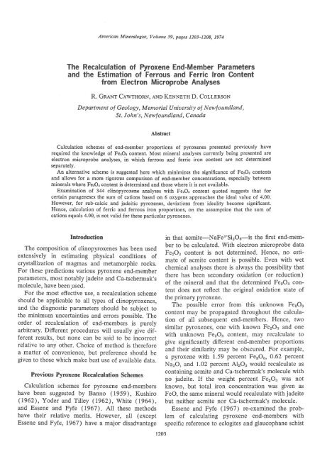 Recalculation of Pyroxene End-Member Parameters the Estimation ...