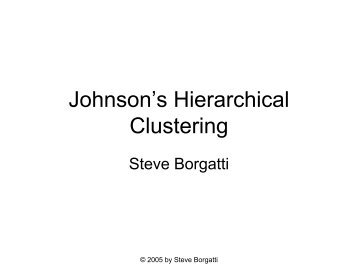 Johnson's Hierarchical Clustering