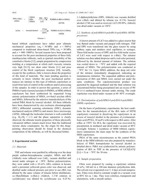 Synthesis and bulk properties of poly(methyl methacrylate)-b- poly ...