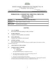 PERSONNEL COMMITTEE MEETING MINUTES - MSAD #40