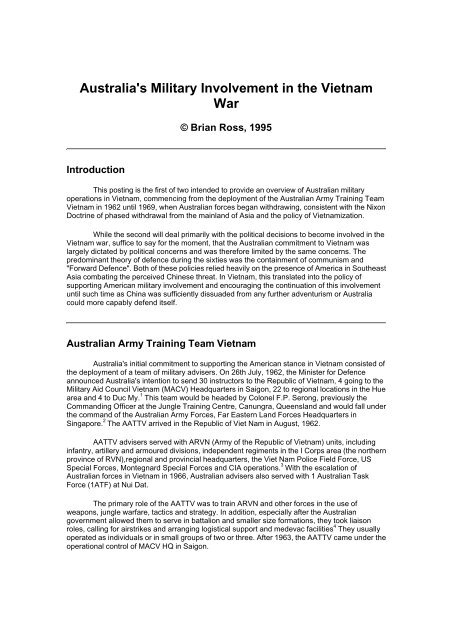 Australia's Military Involvement in the Vietnam War - Brian Ross